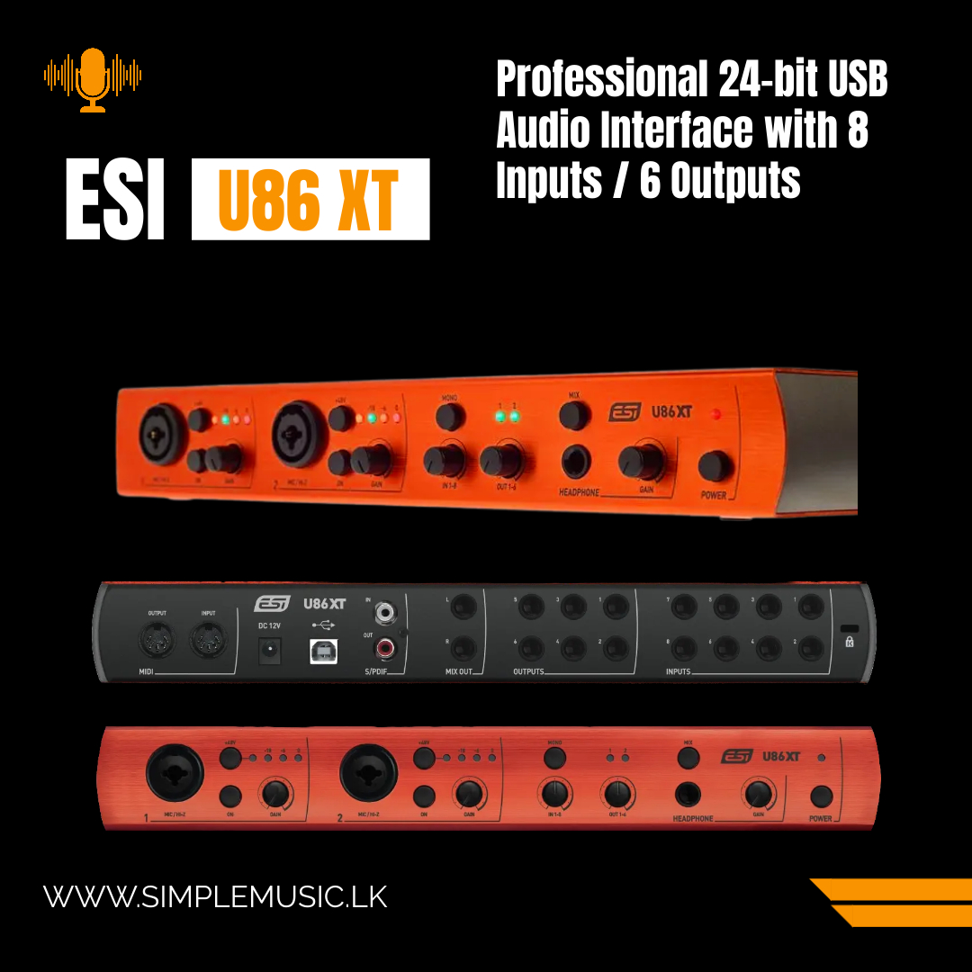 ESI U86 XT Professional 24-bit USB Recording Interface Sound Card with 8 Inputs / 6 Outputs